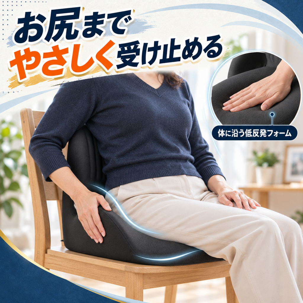 すわりフィット｜腰もお尻も包み込む低反発クッション