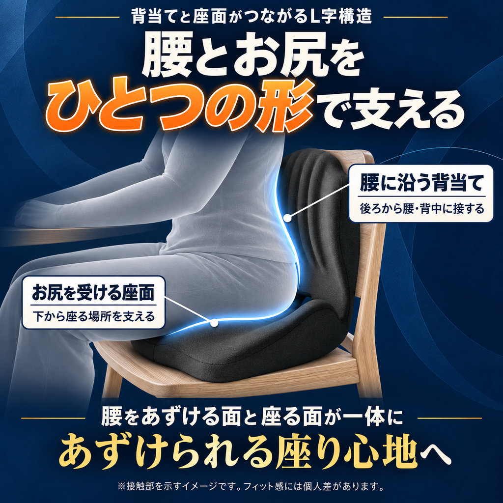 すわりフィット｜腰もお尻も包み込む低反発クッション