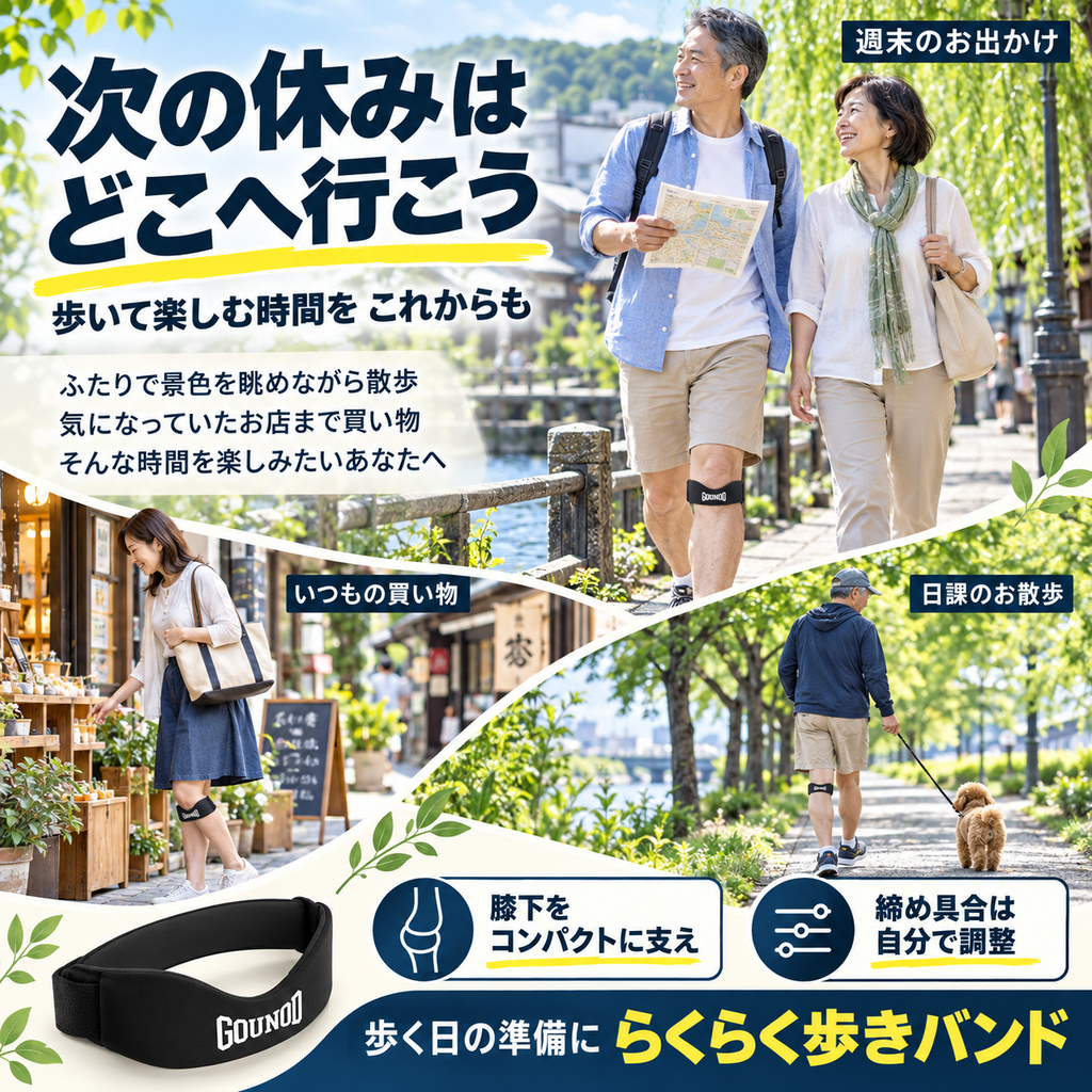らくらく歩きバンド｜膝下ピタッとフィット